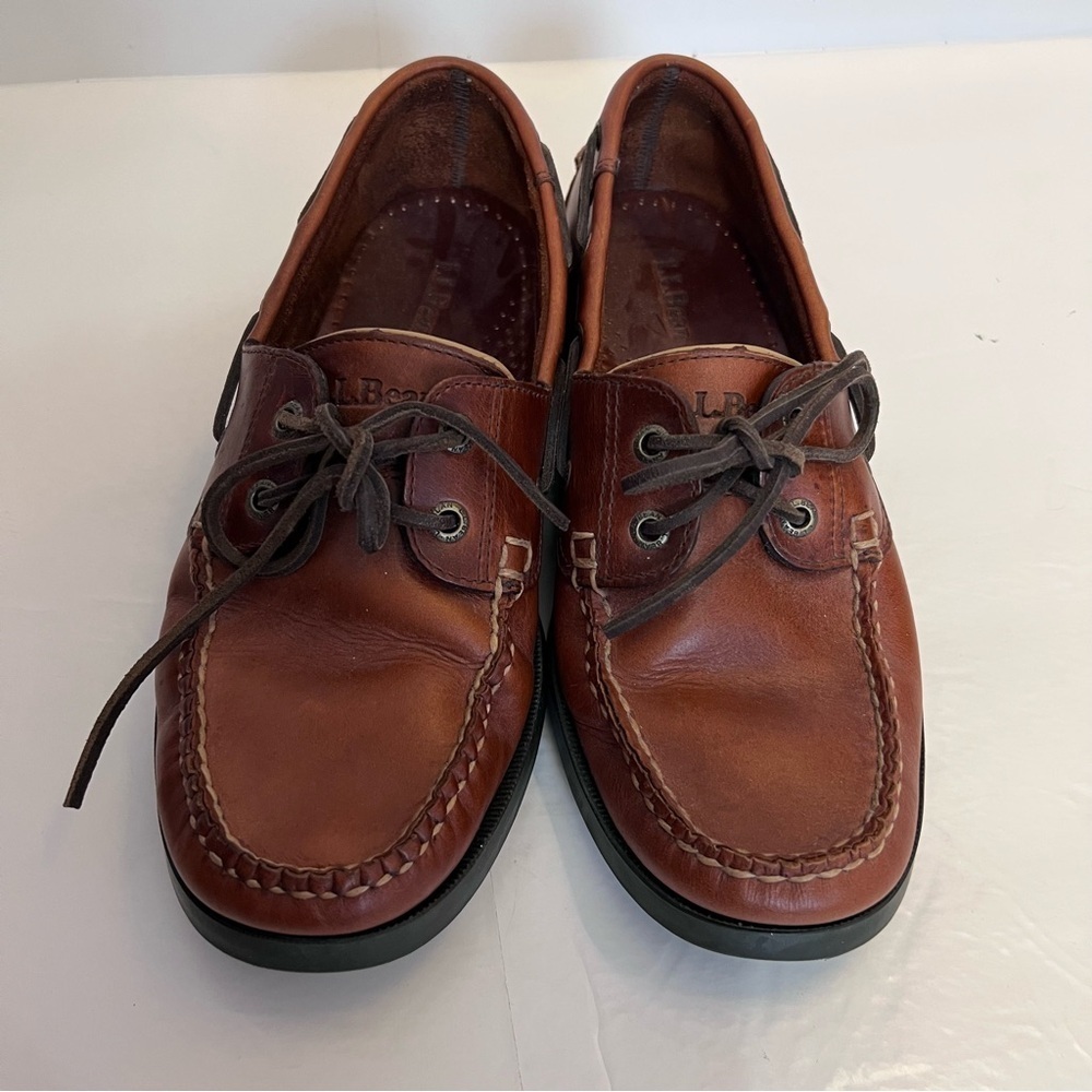 L.L. Bean Men's Casco Bay Leather Moc Boat Shoes Canyon Size 10